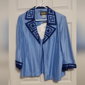 Firm Final price!*Bob Mackie Silk Geometric Trim Blazer(M)